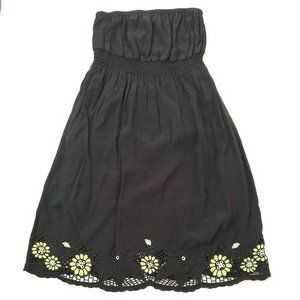 Ella Moss floral cutout strapless black dress